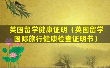 英国留学健康证明（英国留学 国际旅行健康检查证明书）